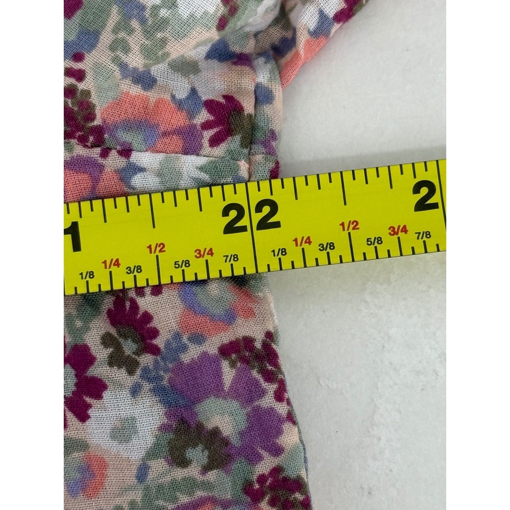 Lucky Brand Womens Floral Smocked Peasant Blouse Long Sleeve Top Sz XL - Picture 6 of 9